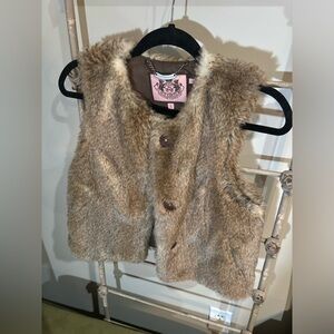 Juicy Couture faux fur tan brown sheep skin vest size small